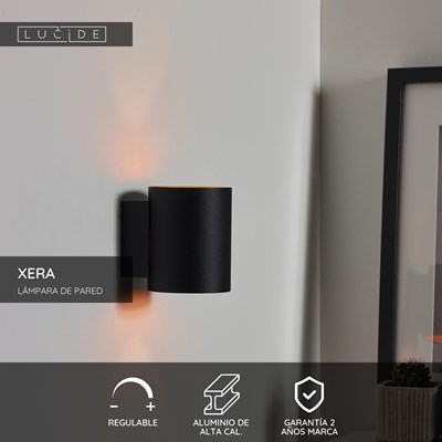 Lucide XERA - Lámpara de pared - Ø 8 cm - 1xG9 - Negro